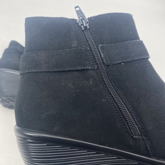 Skechers Women’s Size 9.5 Suede Parallel Wedge Ankle Boots Day Date Black - Picture 9 of 12